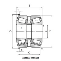 Double-row taper roller bearings with flanged outer ring