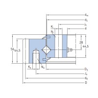 Medium size crossed cylindrical roller slewing bearings with an external gear