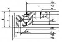 Four point contact ball slewing bearing (with inner flange and external gear type)