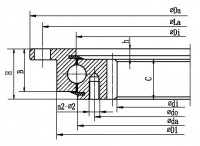 Four point contact ball slewing bearing (with outer flange and internal gear type)